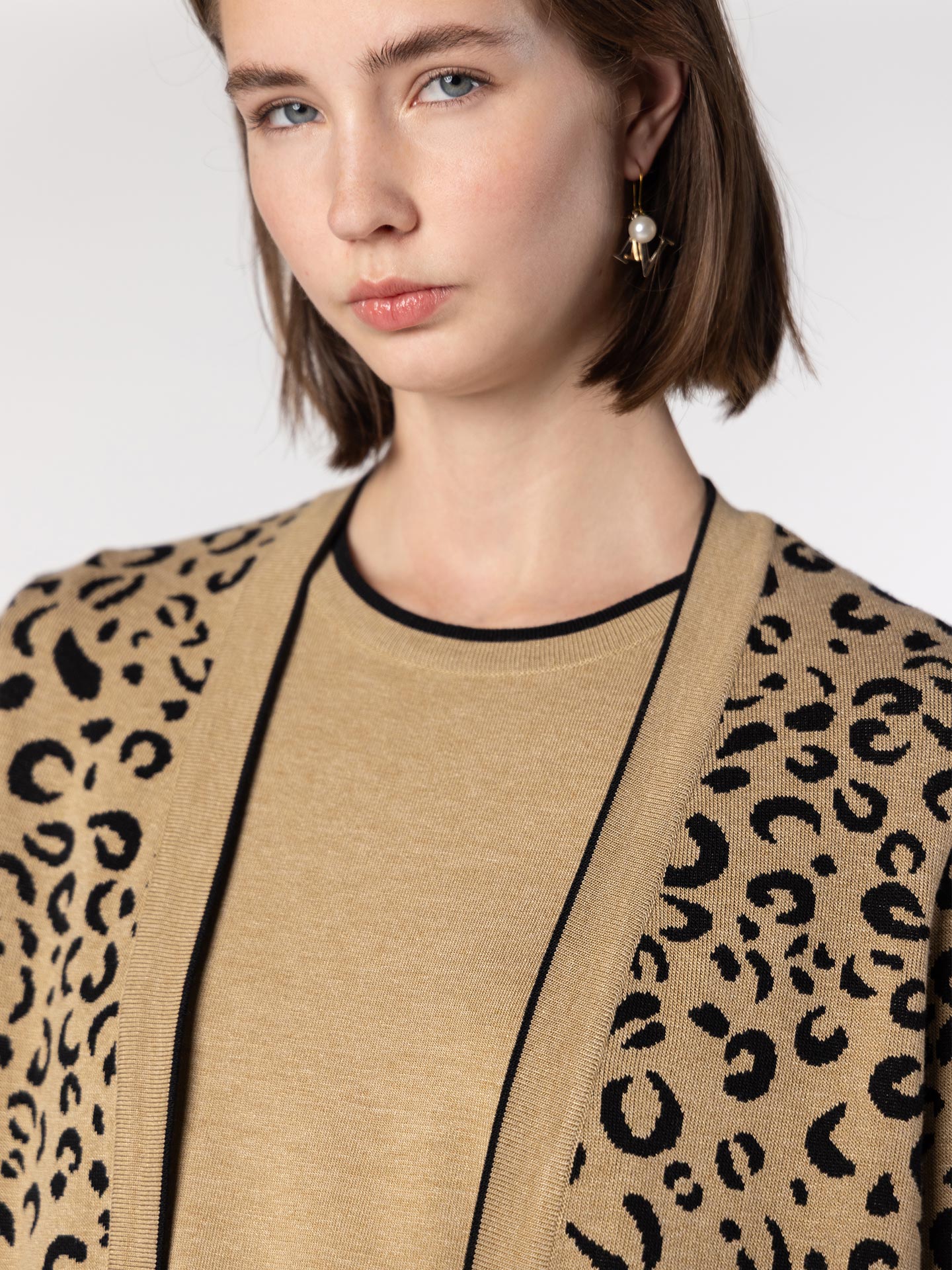 Casaco de Malha Jacquard Animal Print