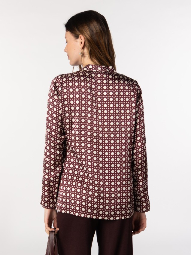 Túnica em Cetim com Estampado Geométrico