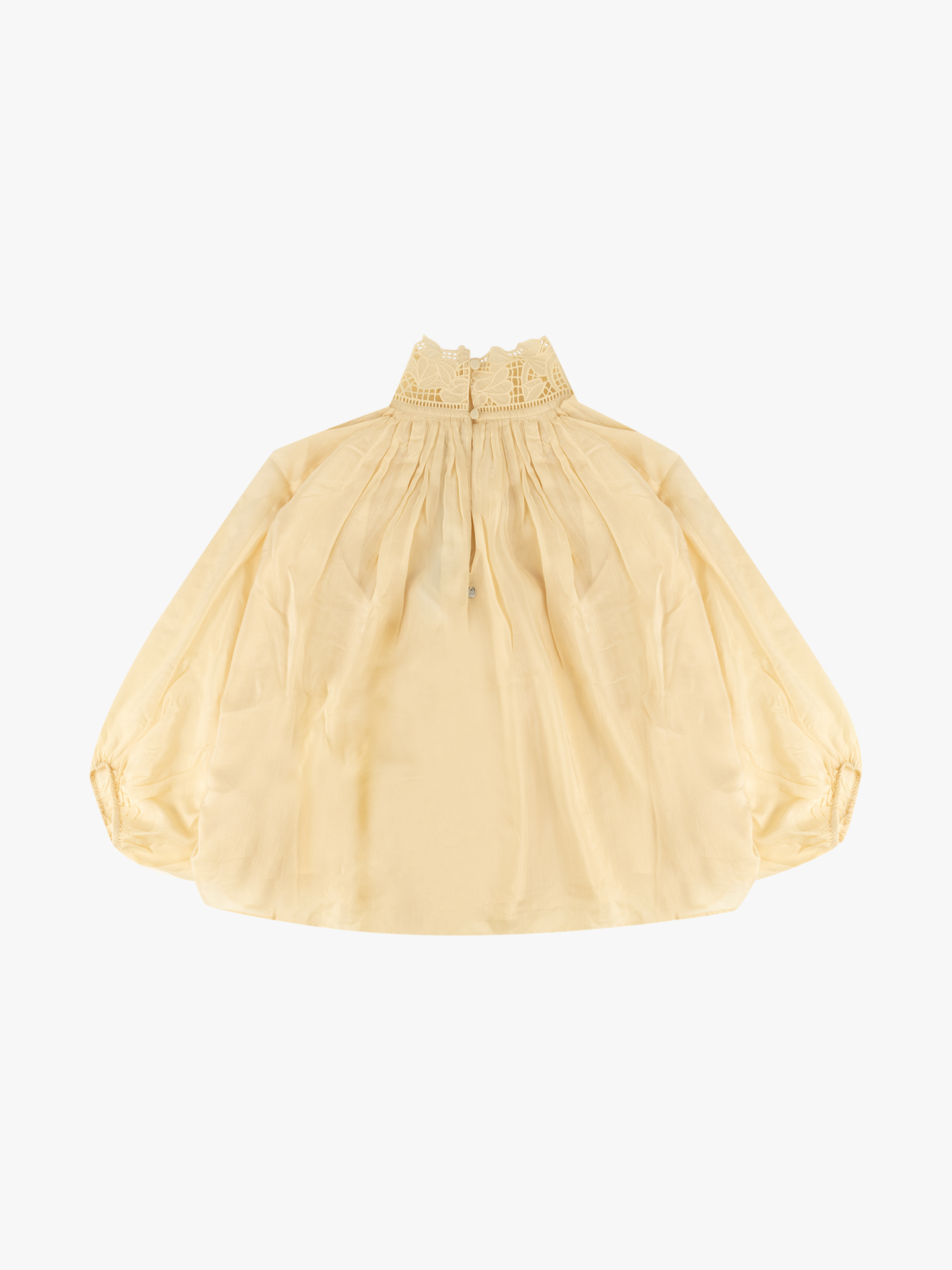 Blusa com Gola Alta e Pormenores de Renda