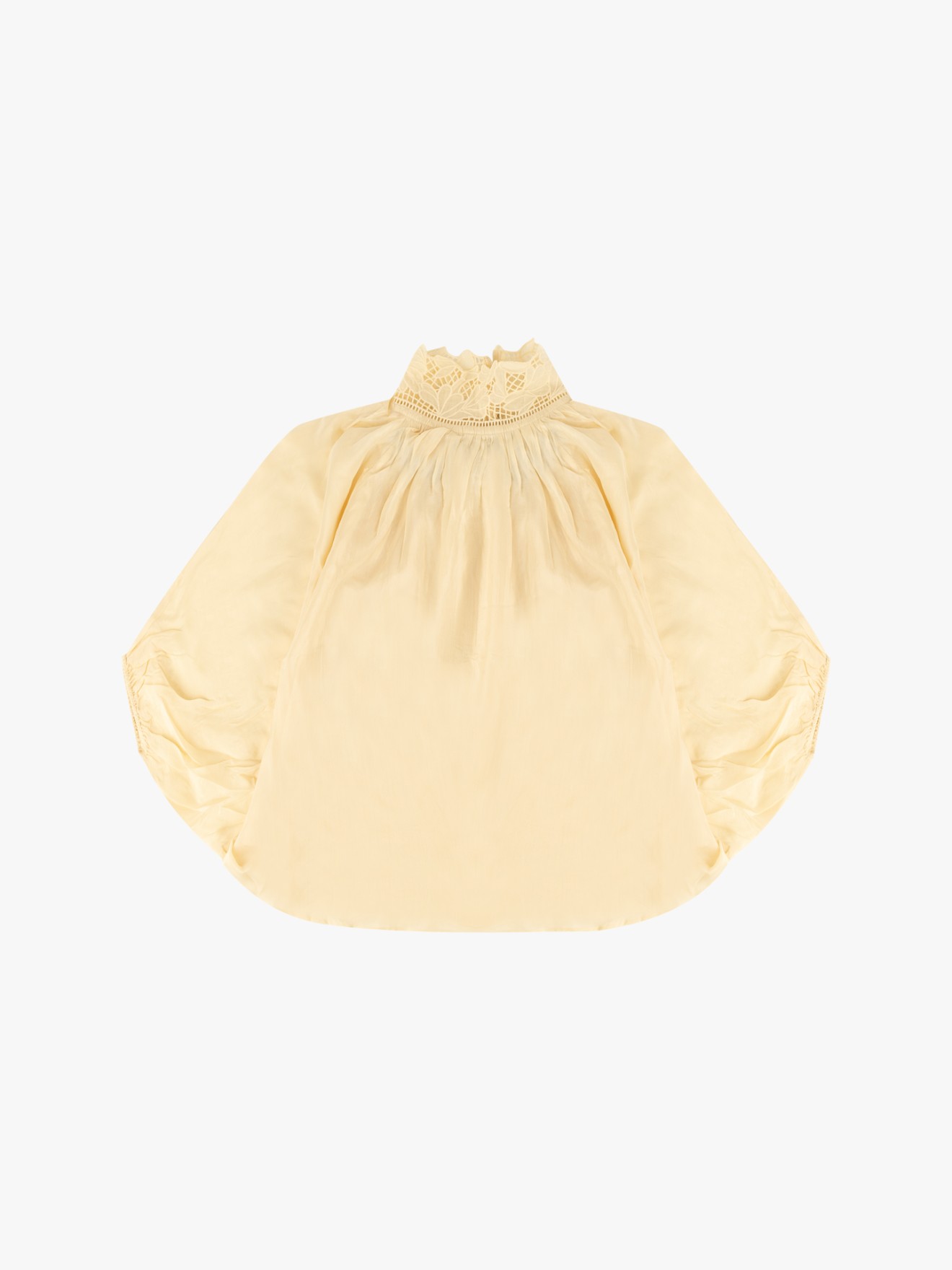 Blusa com Gola Alta e Pormenores de Renda
