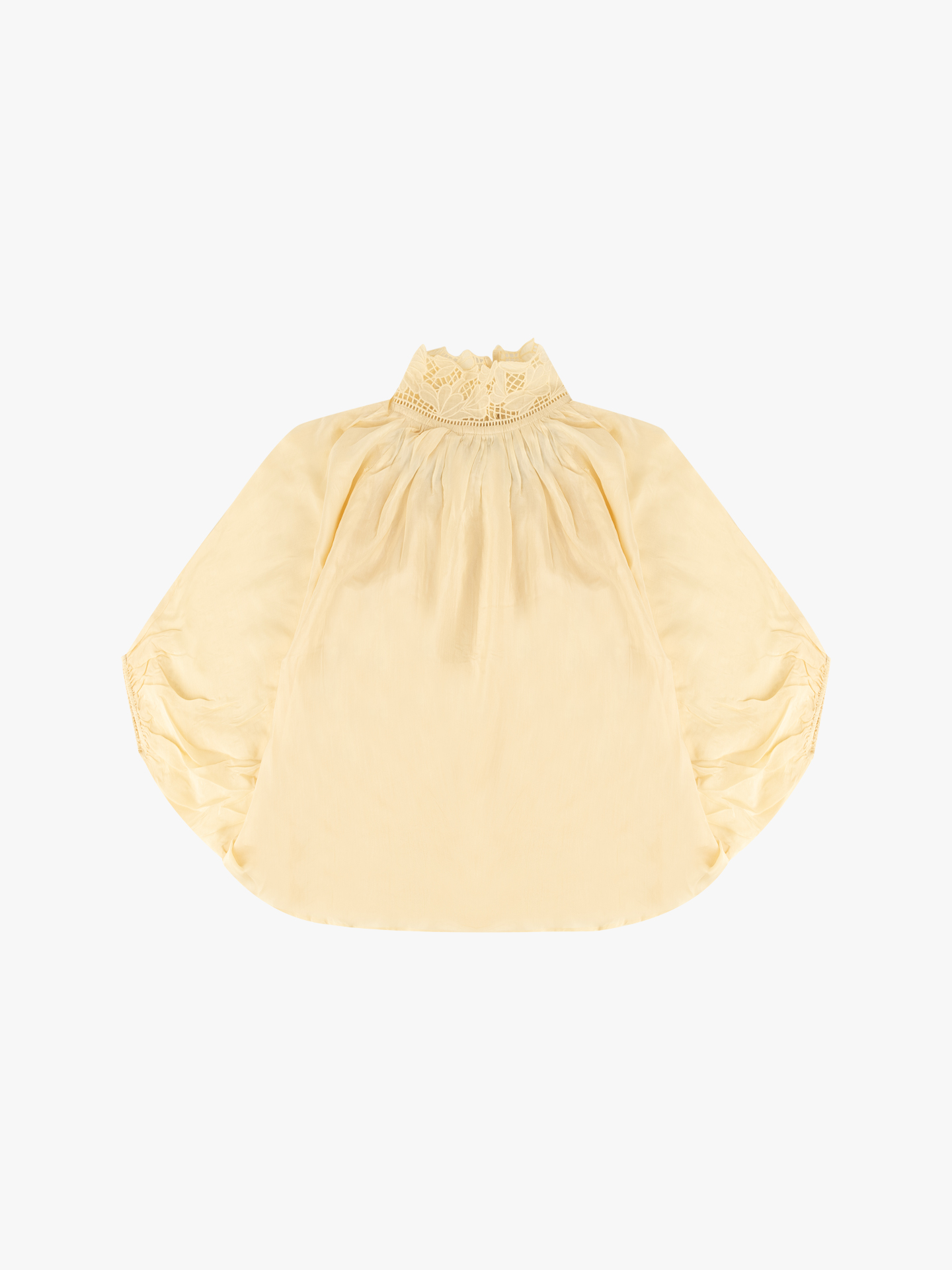 Blusa com Gola Alta e Pormenores de Renda