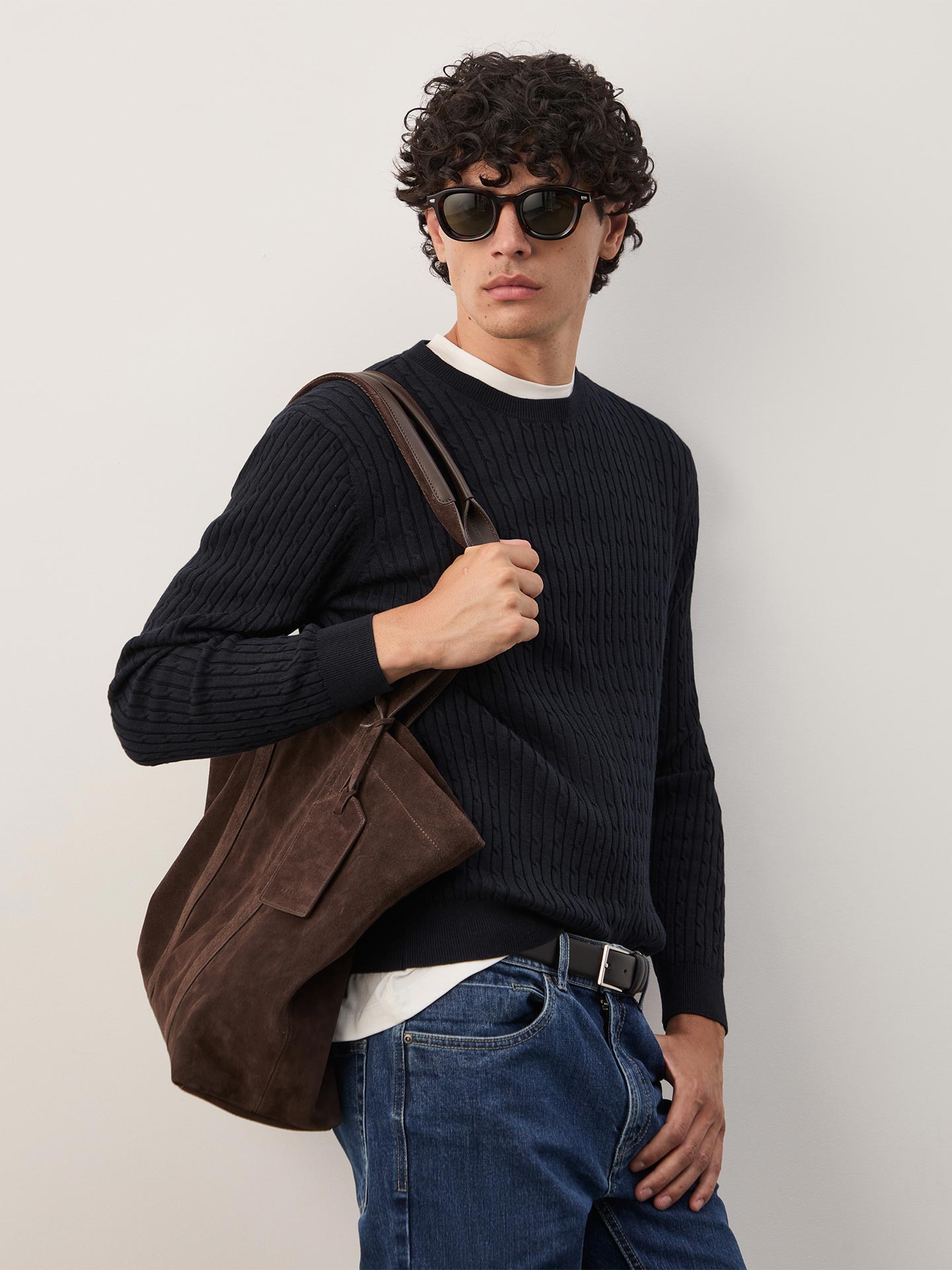Camisola de Malha Tricotada com Decote Redondo