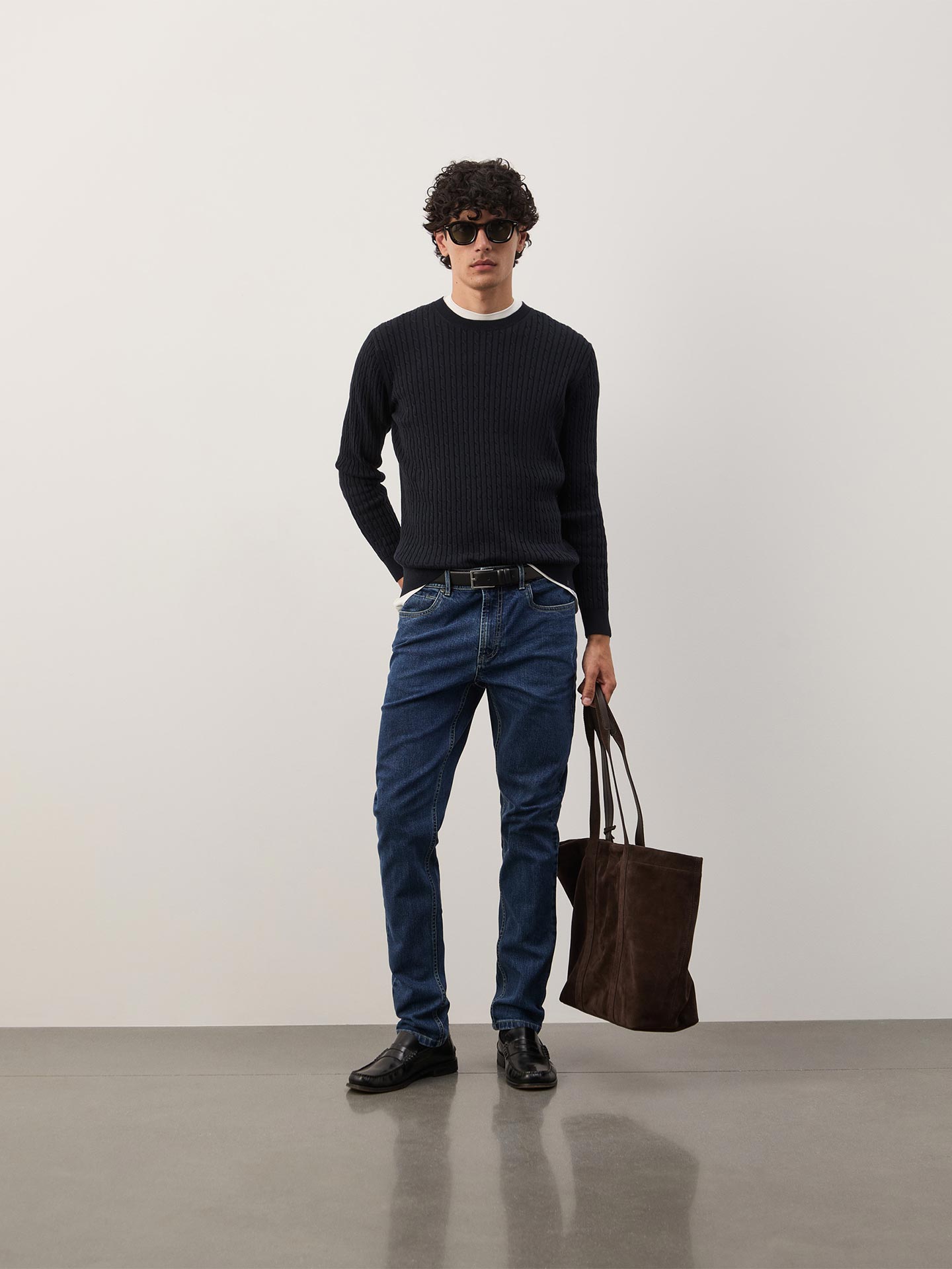 Camisola de Malha Tricotada com Decote Redondo