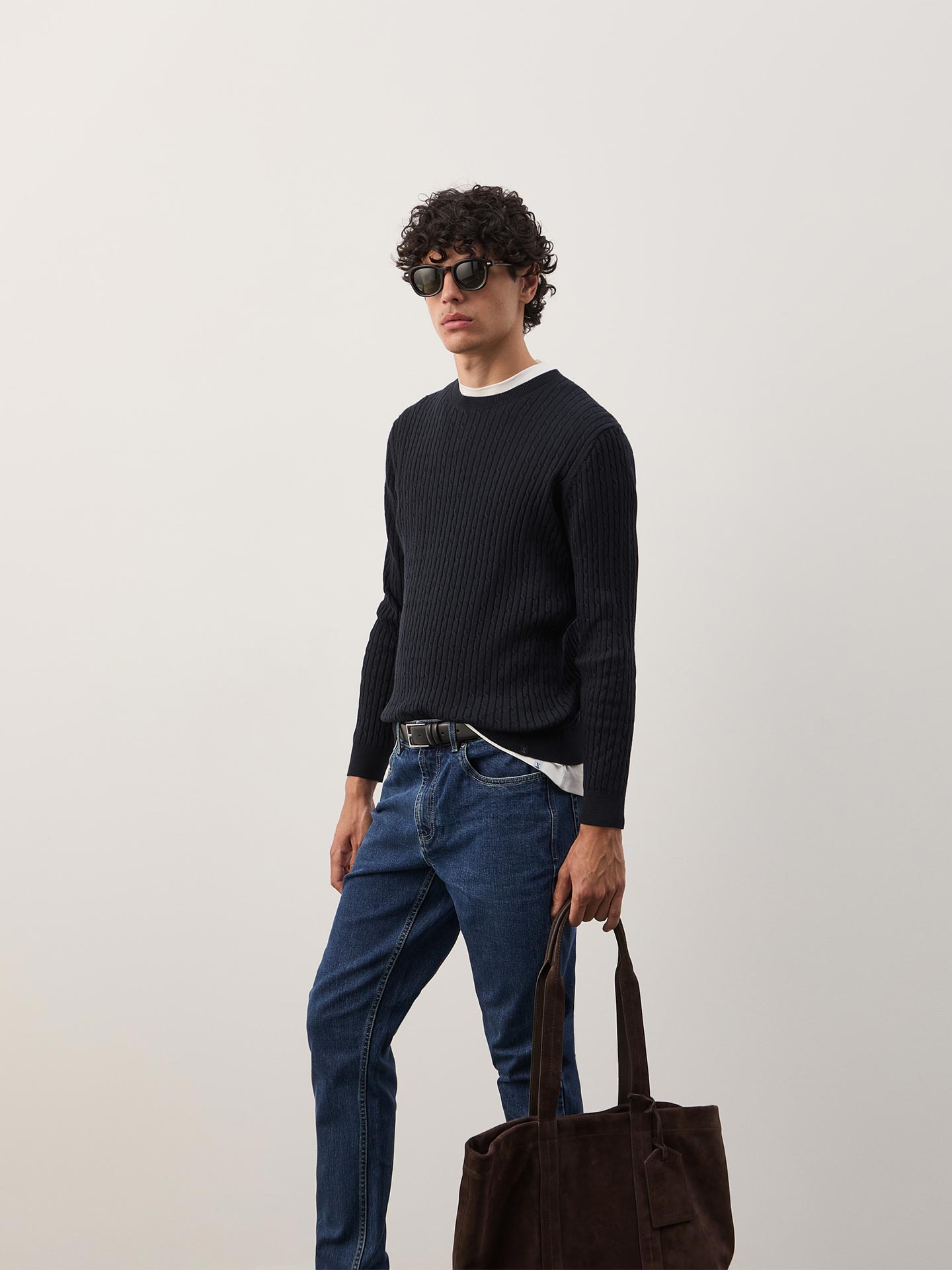 Camisola de Malha Tricotada com Decote Redondo