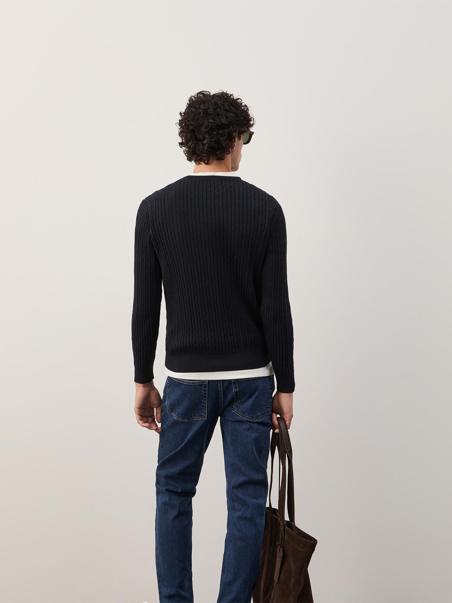 Camisola de Malha Tricotada com Decote Redondo