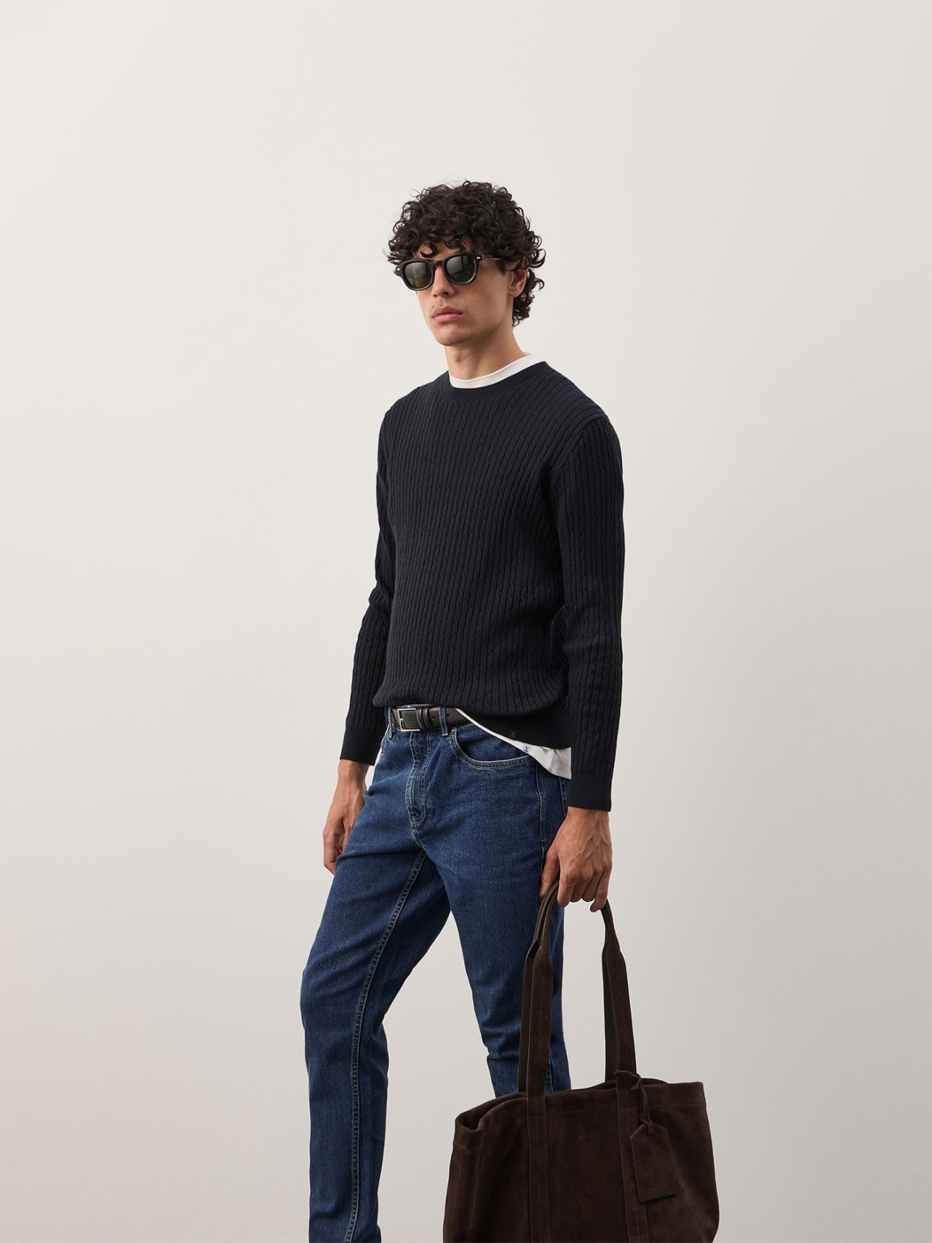 Camisola de Malha Tricotada com Decote Redondo