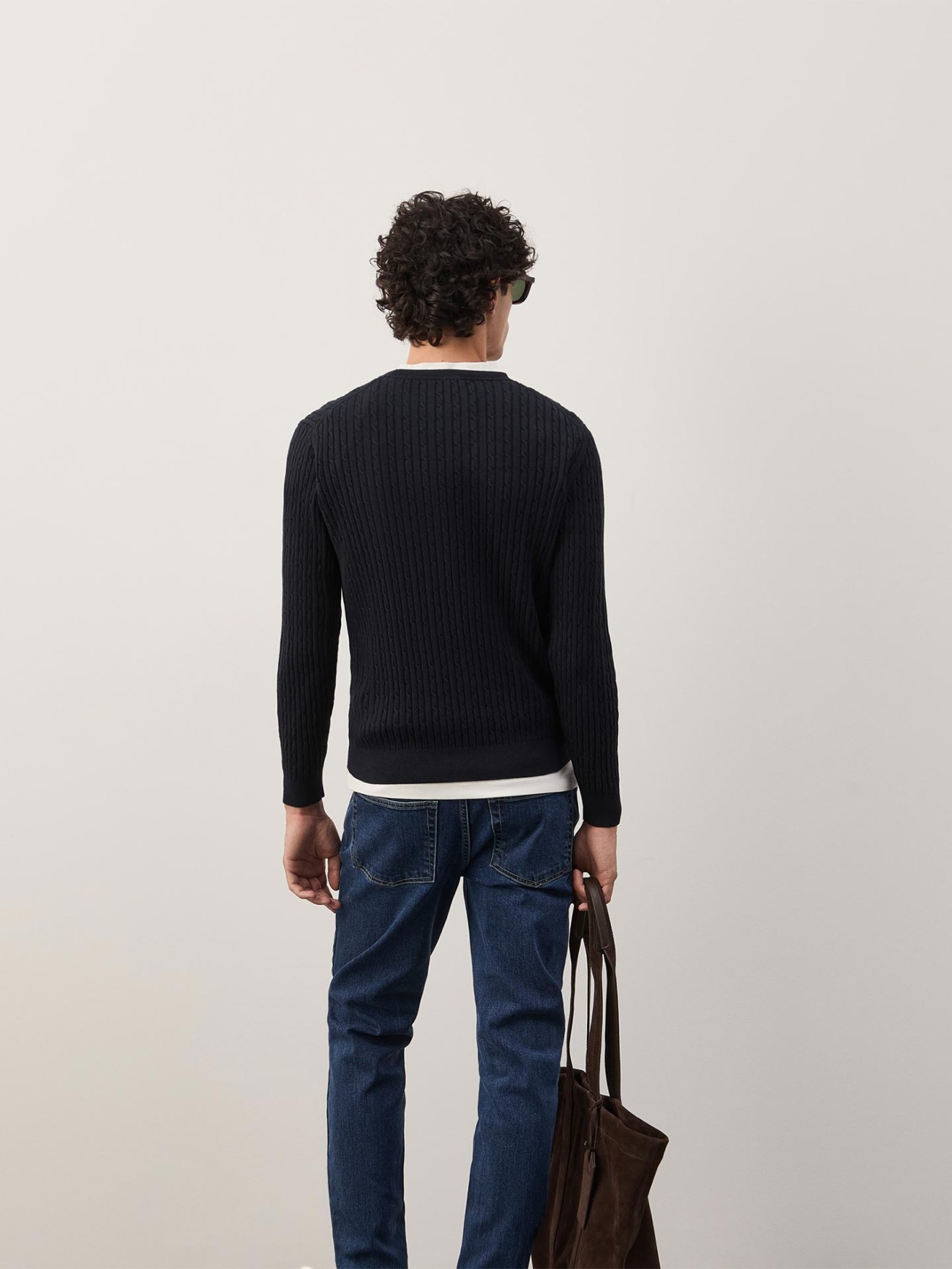 Camisola de Malha Tricotada com Decote Redondo