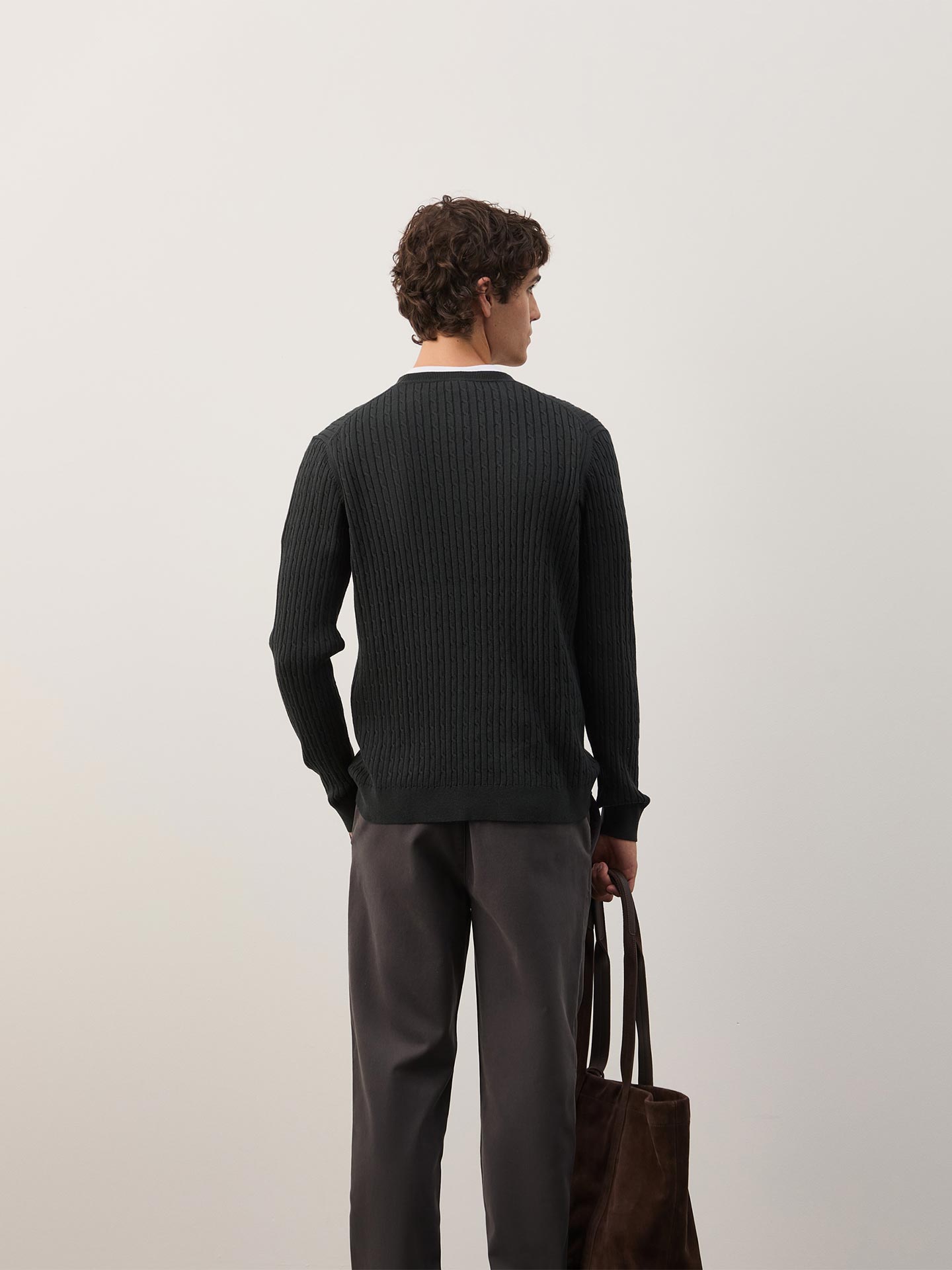 Camisola de Malha Tricotada com Decote Redondo