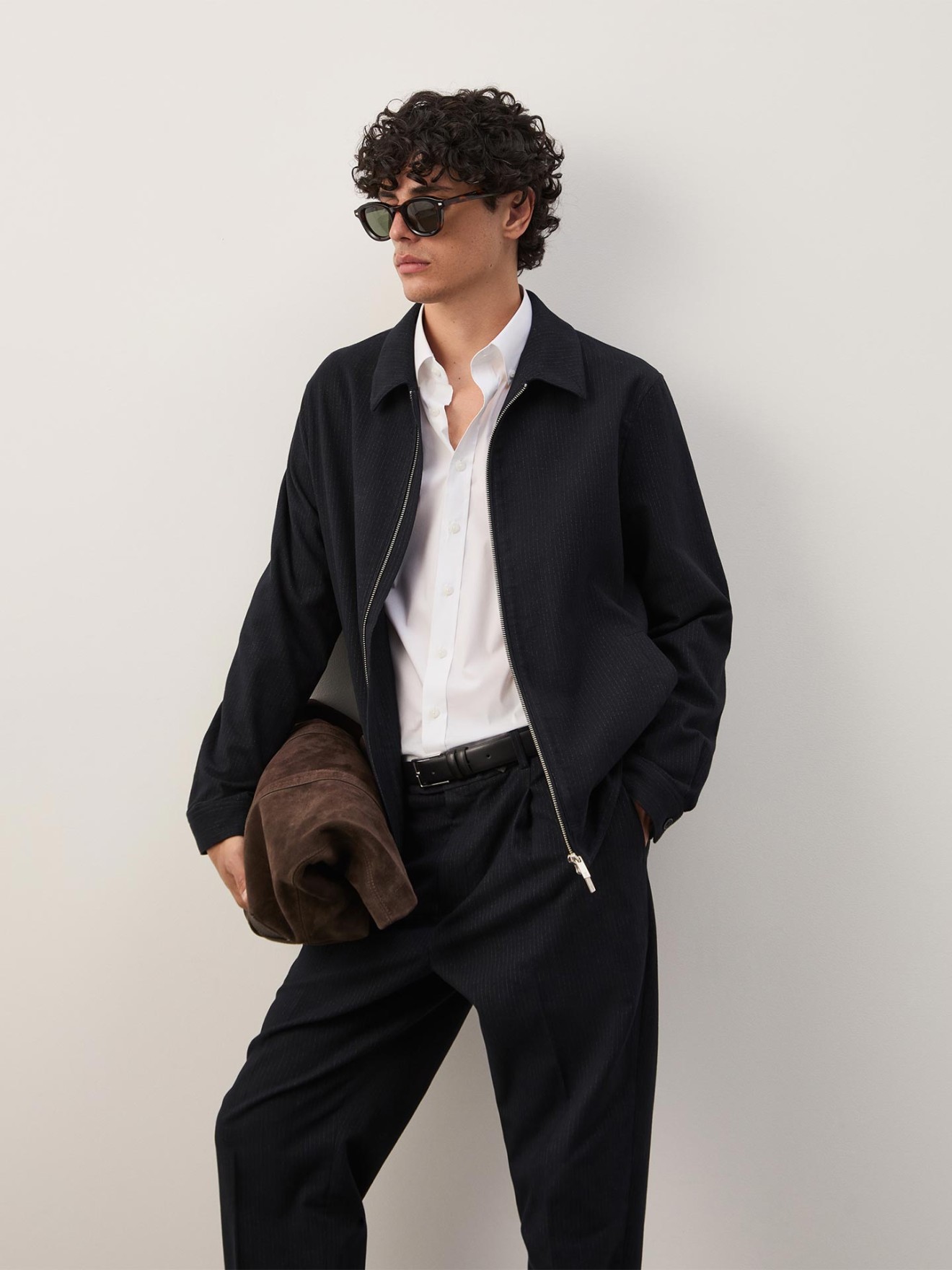 Calças Chino Tapered às Riscas