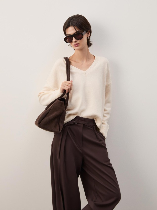 Camisola de Malha em L� com Decote em V