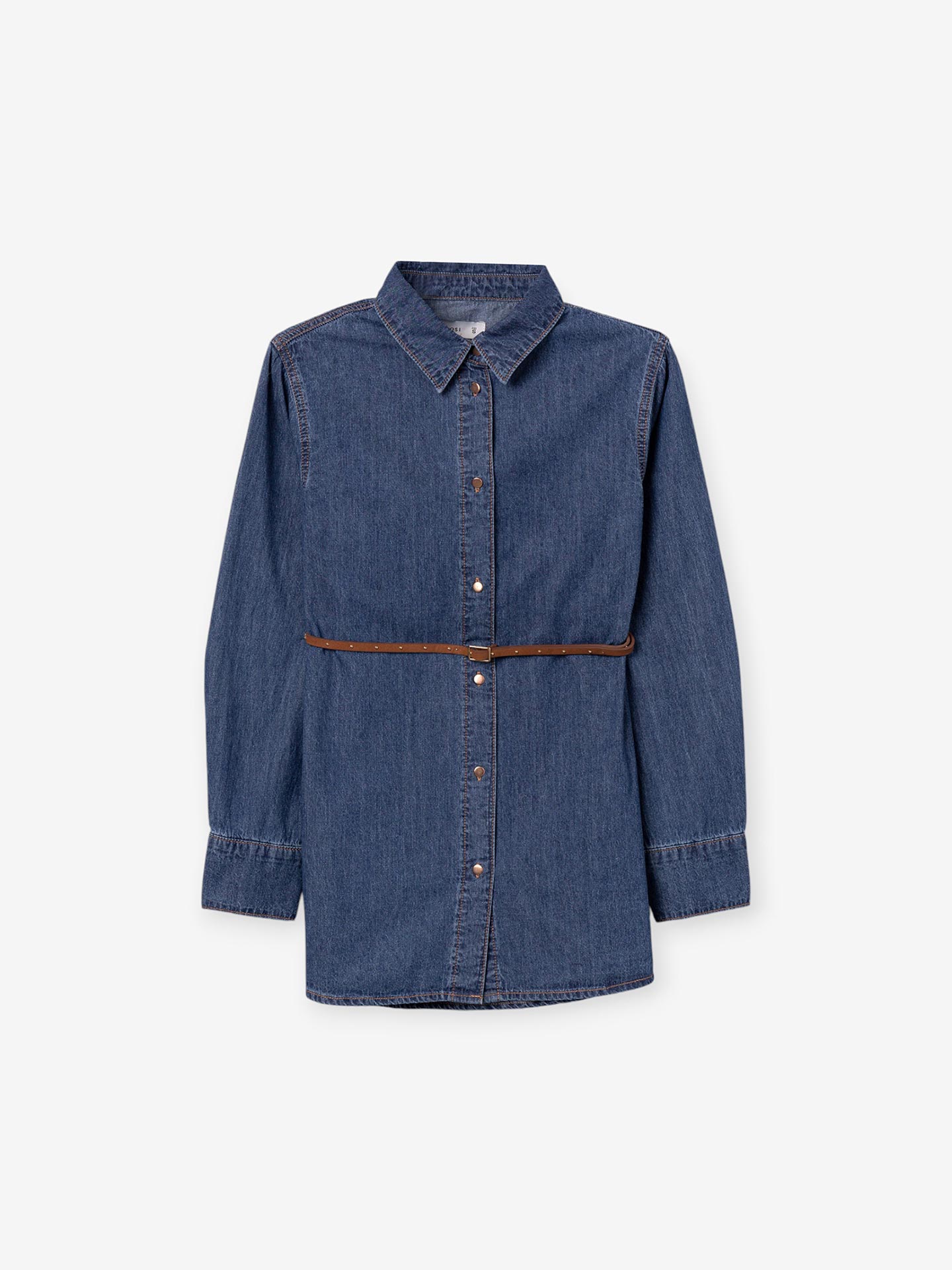 Camisa de Corte Largo com Cinto