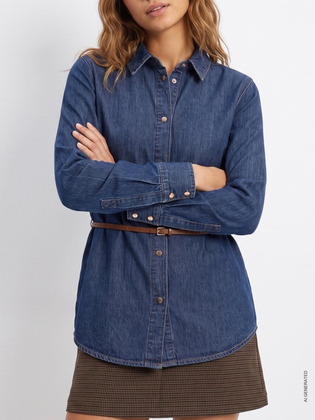 Camisa de Corte Largo com Cinto