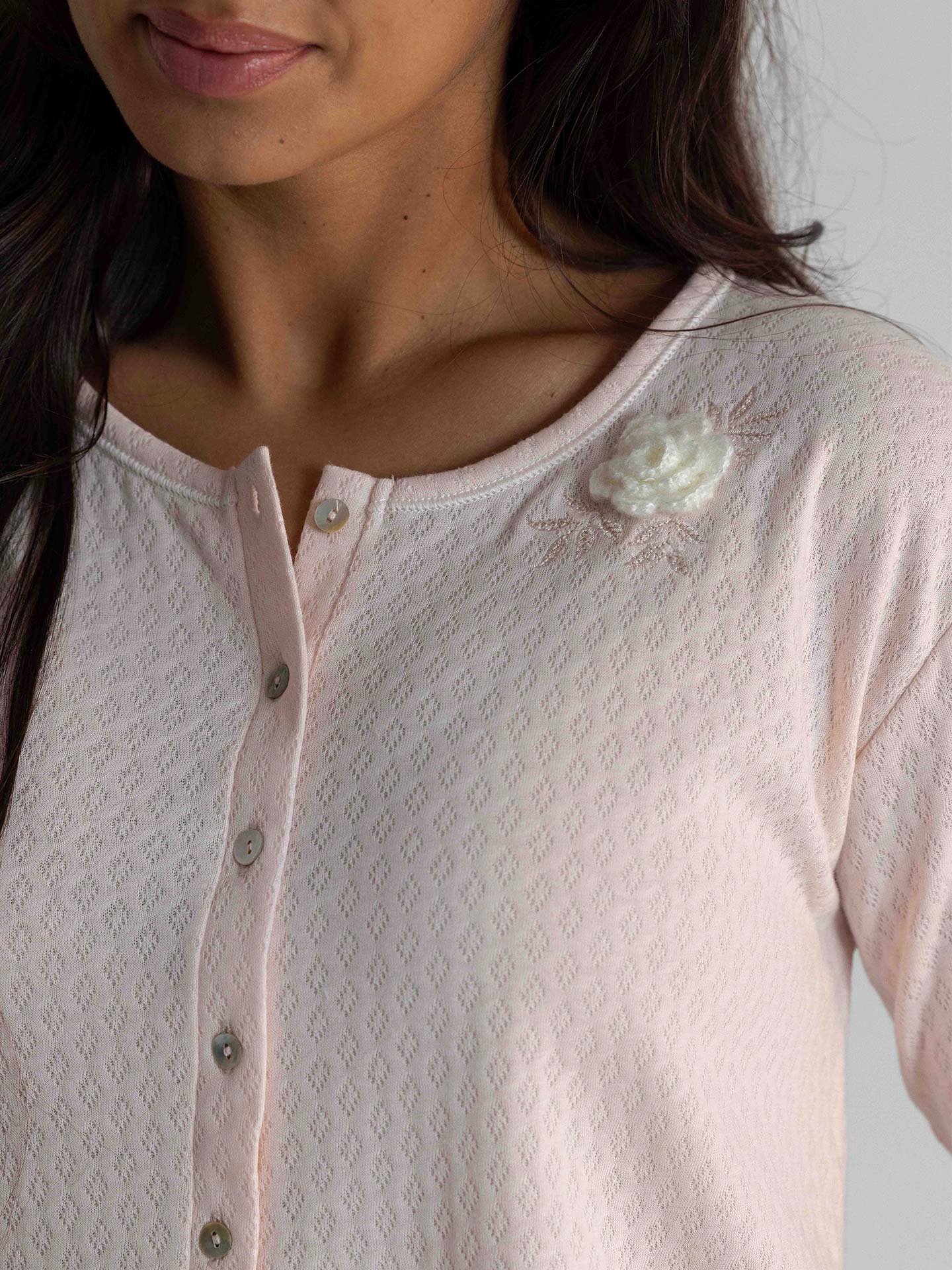 Camisa de Noite com Tecido Texturizado