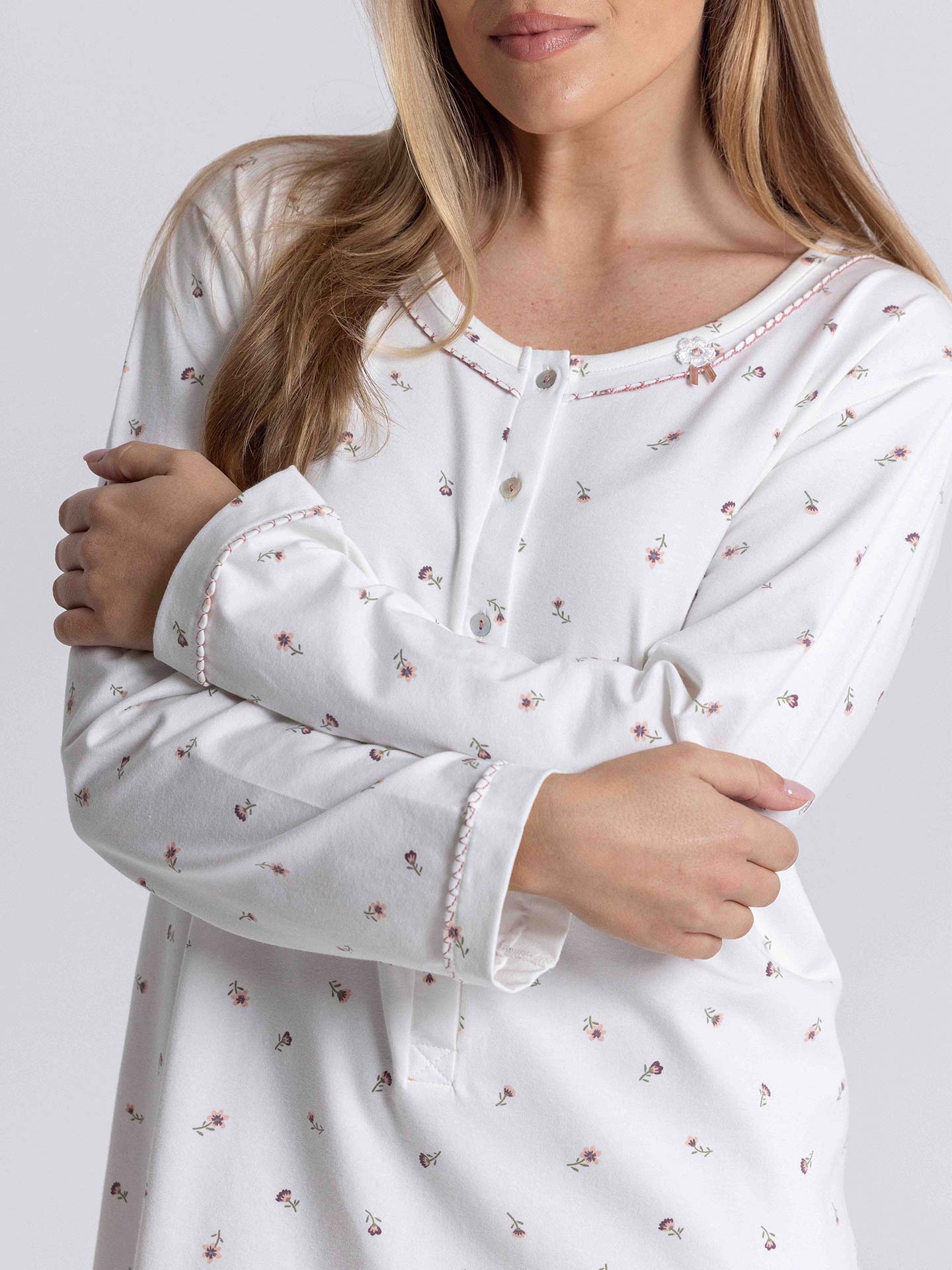 Camiseiro de Noite com Estampado Floral