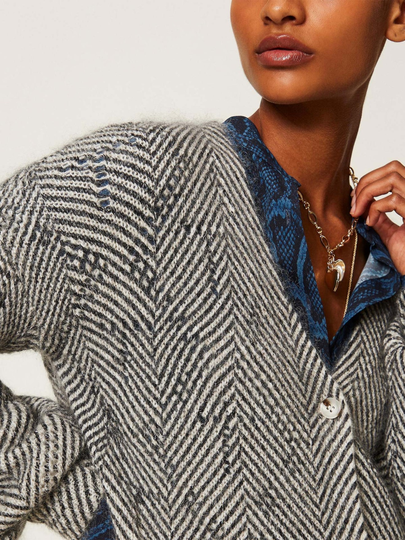 Camisola de Malha Chevron de Dupla Função