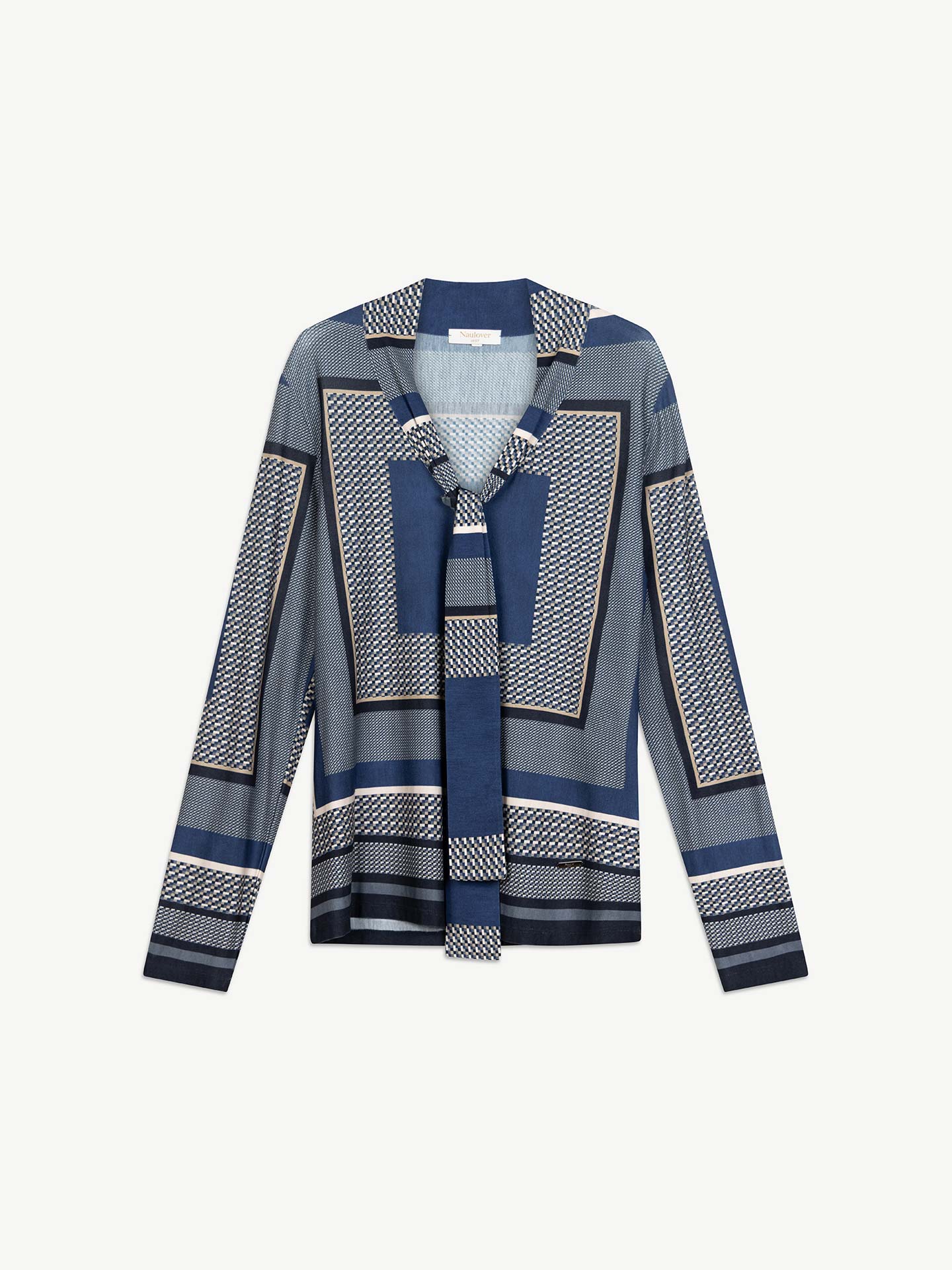Blusa com Estampado Geom�trico e La�ada