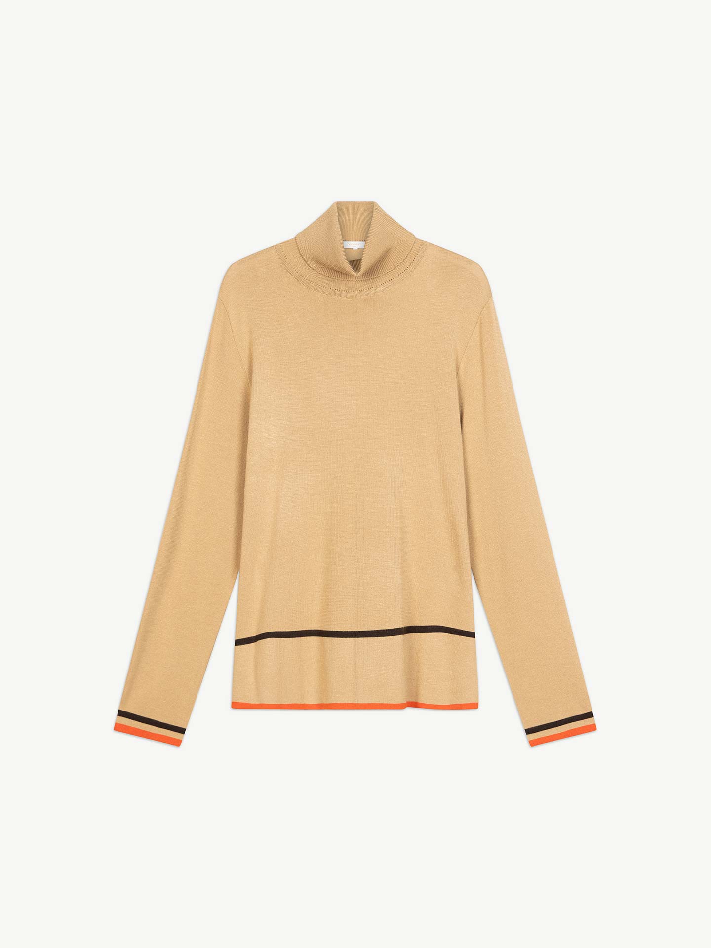 Camisola de Malha de Gola Alta com Riscas