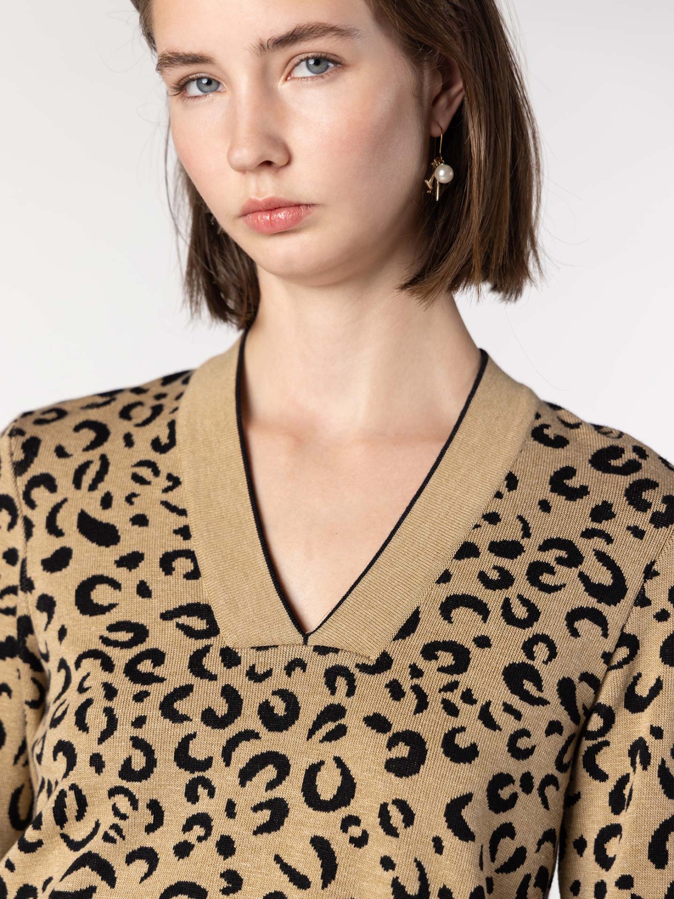 Camisola de Malha Jacquard Animal Print