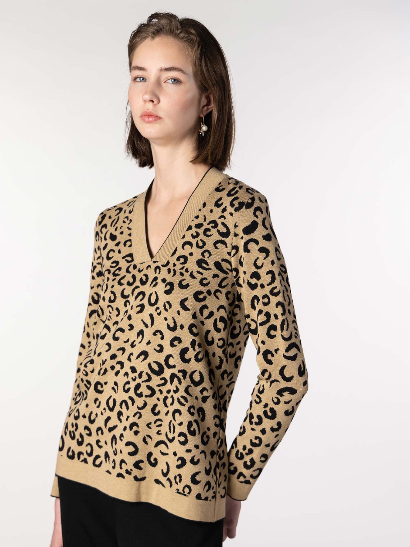 Camisola de Malha Jacquard Animal Print