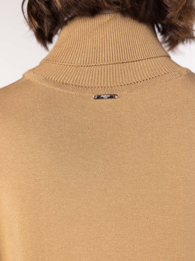 Camisola de Malha de Gola Alta com Riscas
