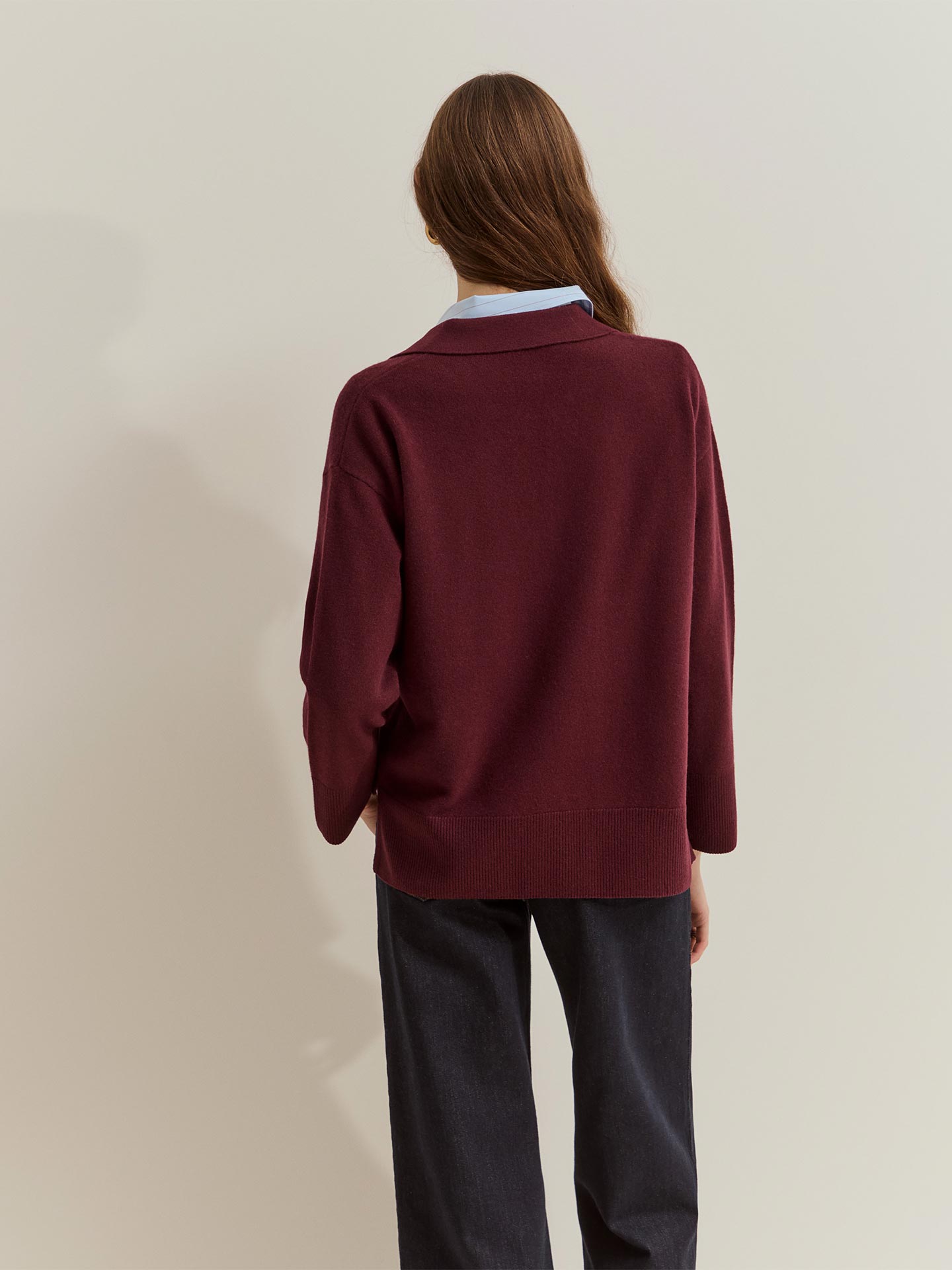Camisola de Malha com Gola Polo e Brilho