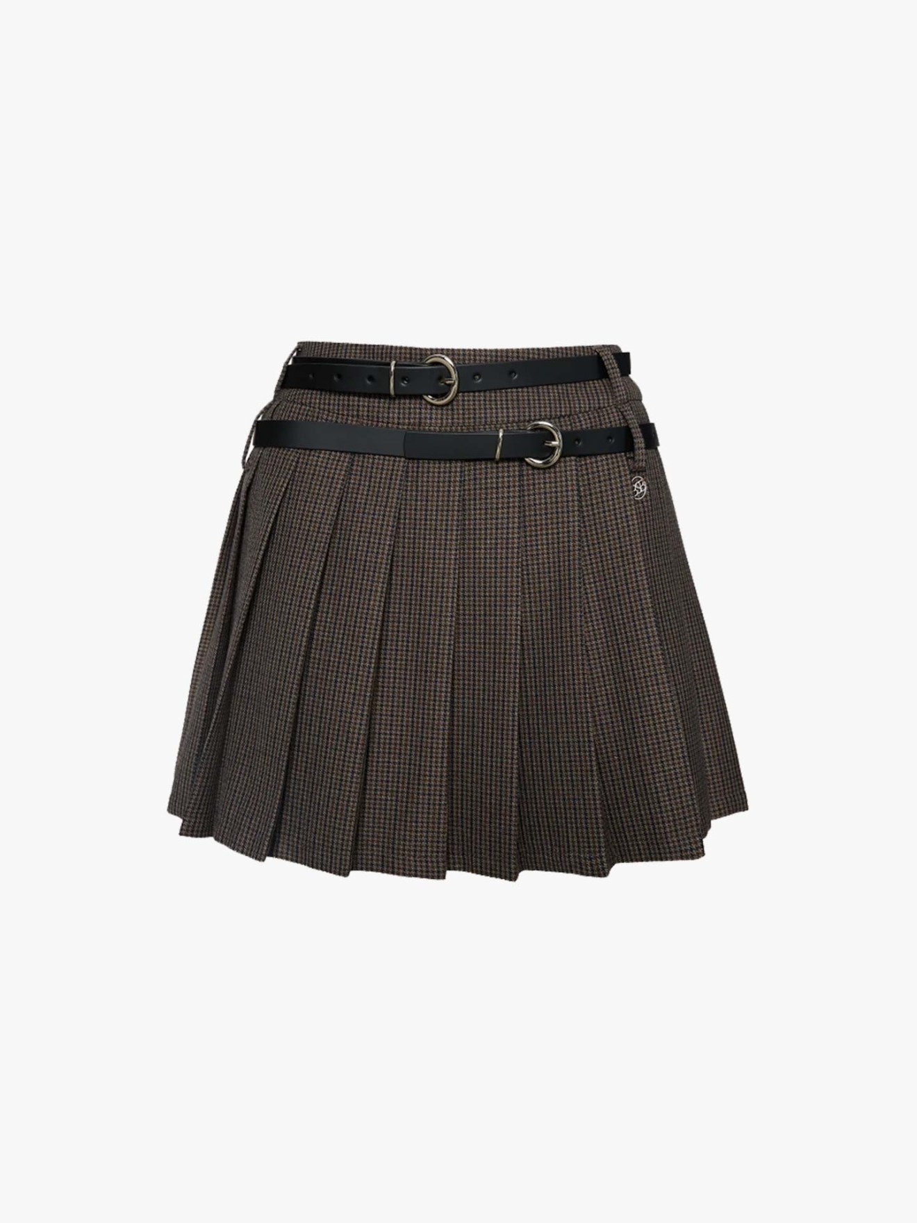 Minisaia Plissada Pied-de-Poule Regular Fit