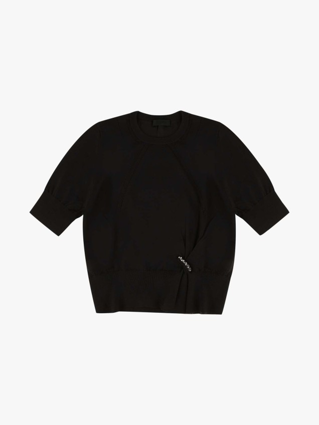 T-shirt com Pormenor de Cristais