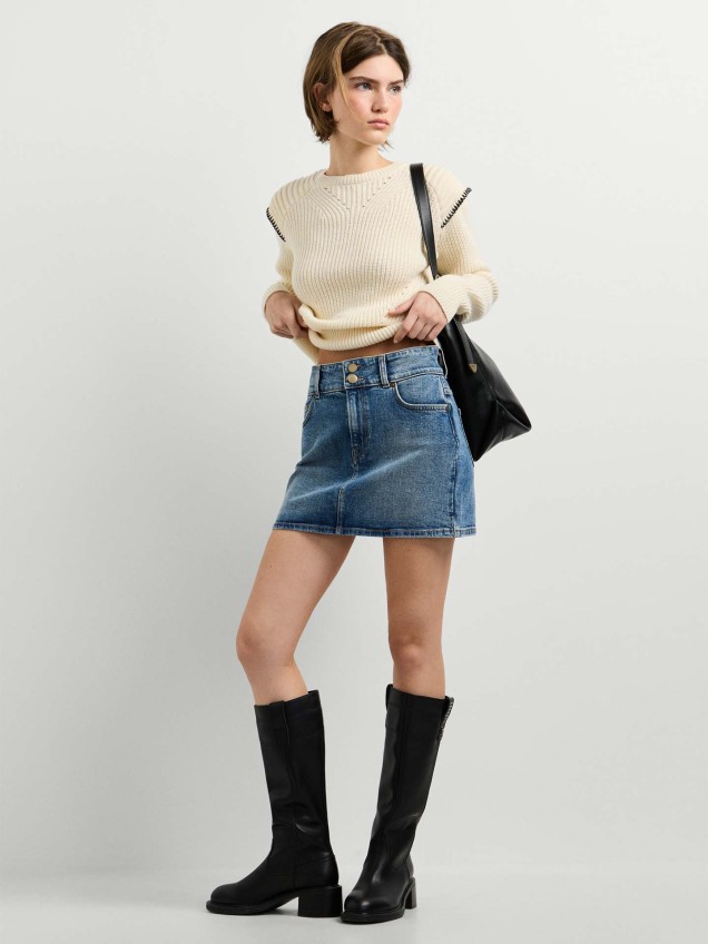 Camisola de Malha com Gola Redonda