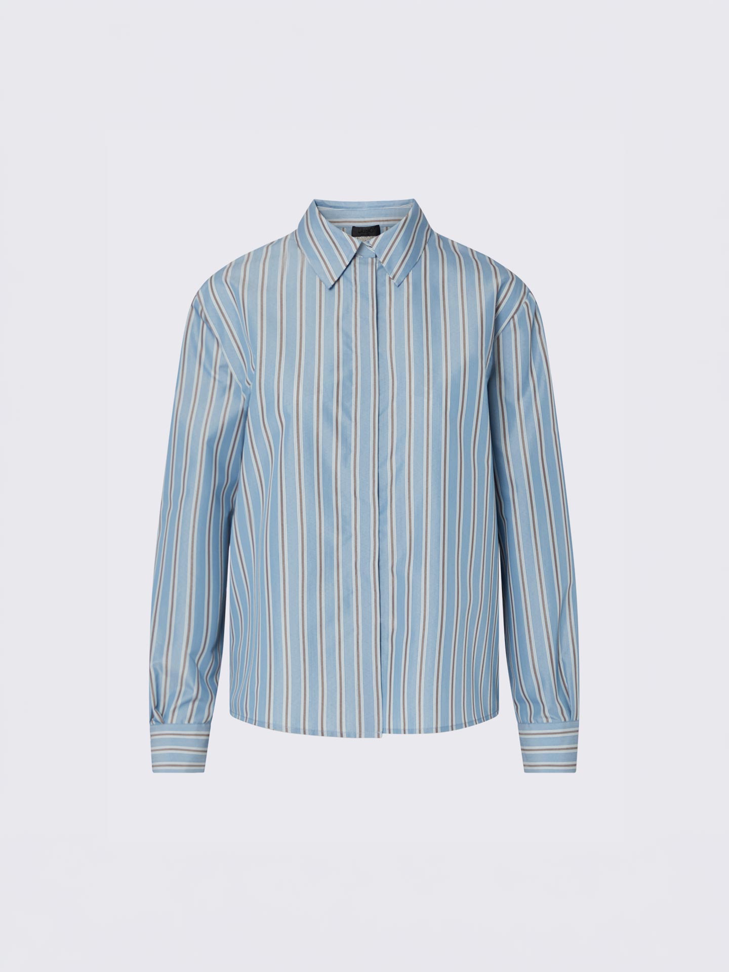 Camisa às Riscas com Aplicação de Renda