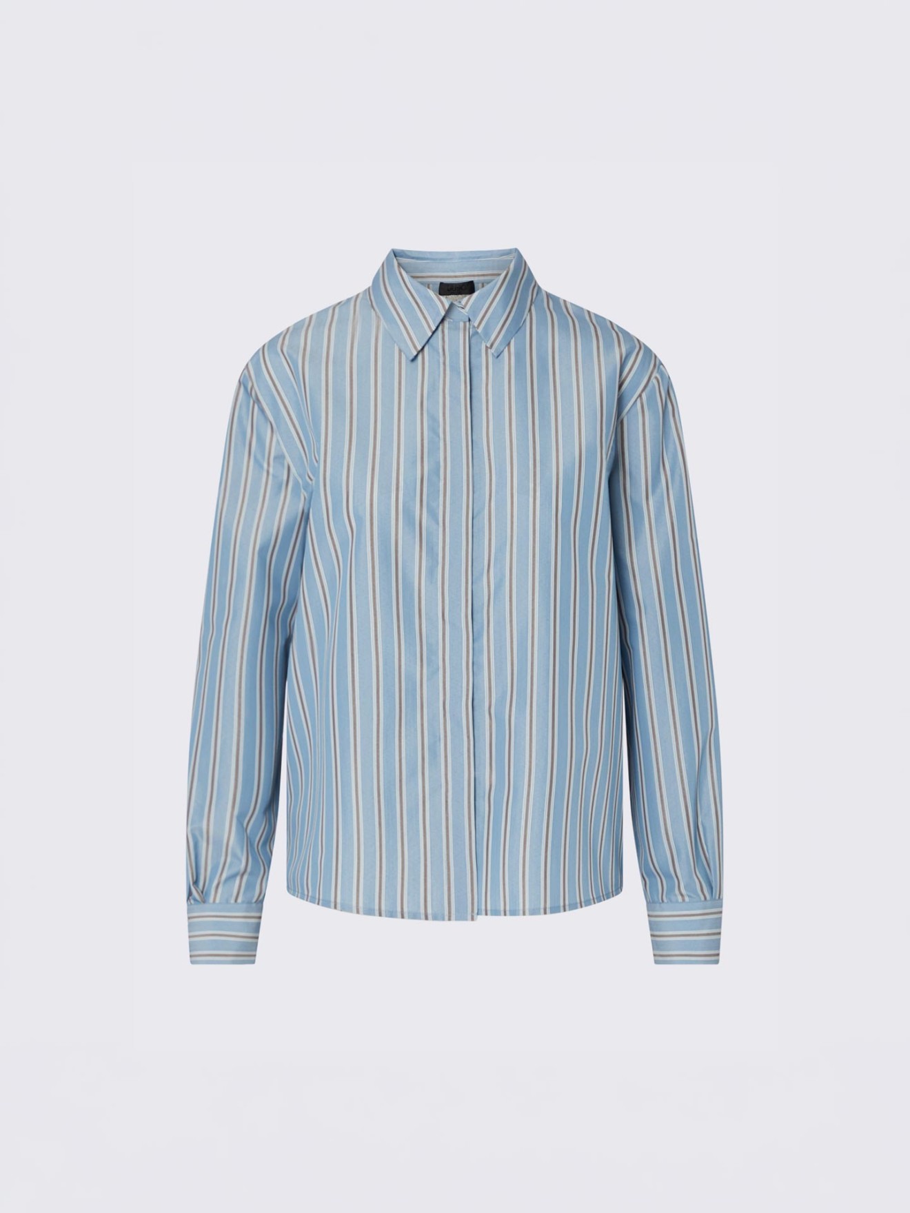 Camisa �s Riscas com Aplica��o de Renda