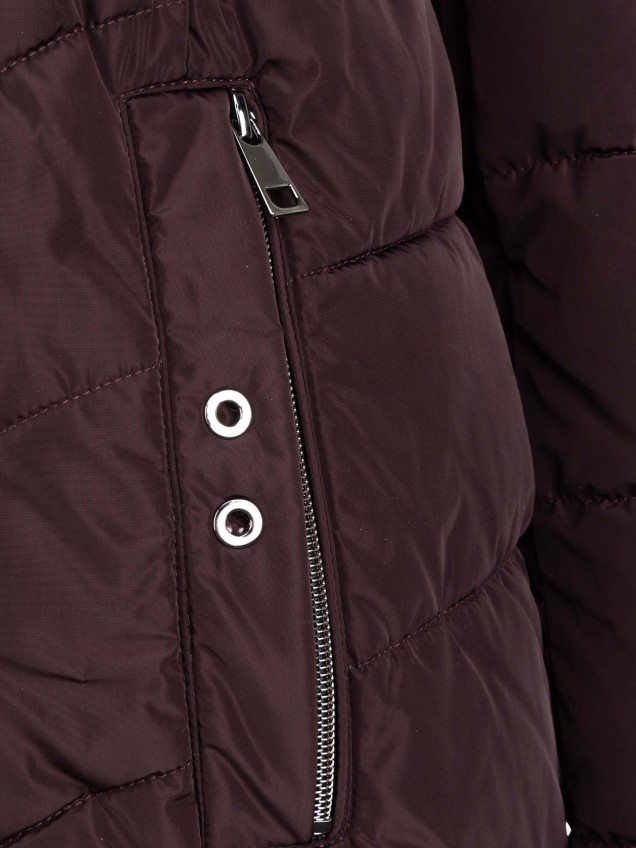 Parka Acolchoada Comprida com Capuz
