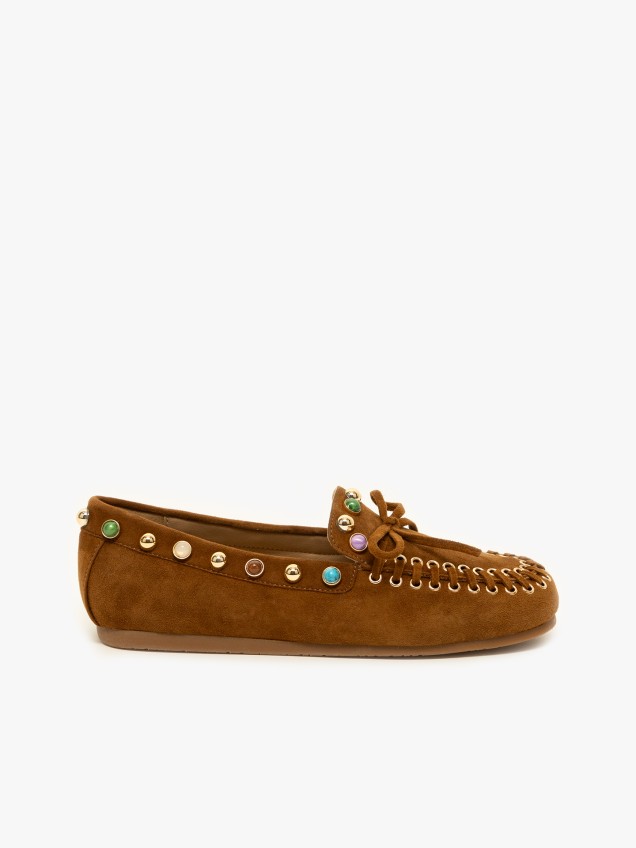 Mocassins em Pele com Tachas