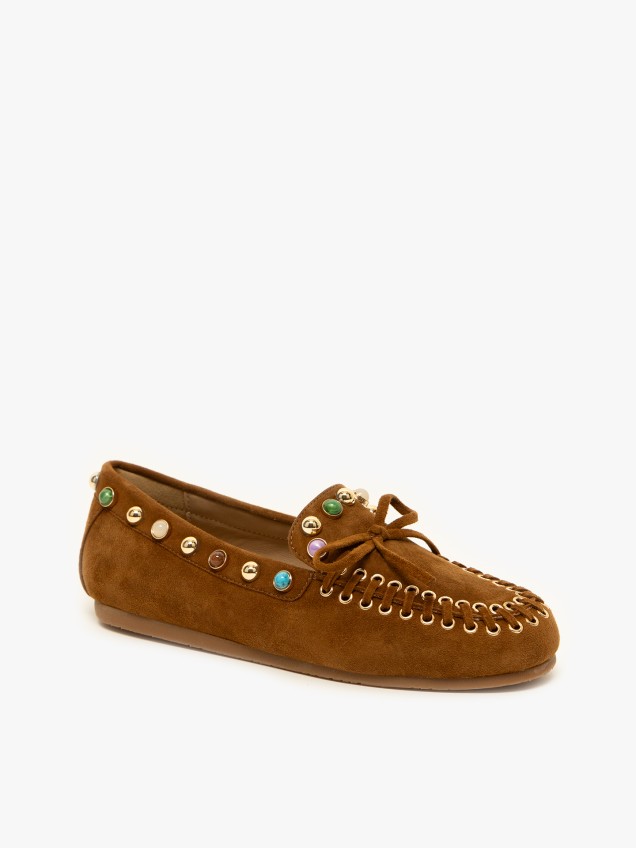 Mocassins em Pele com Tachas