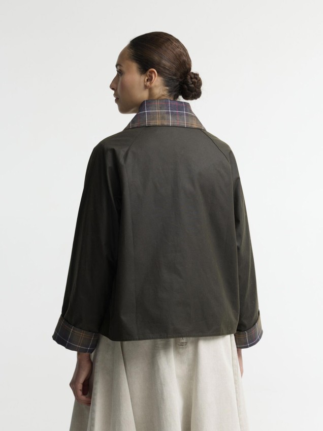 Casaco Encerado Spey com Gola Tartan