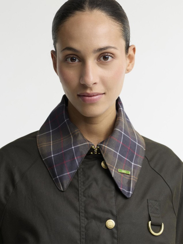 Casaco Encerado Spey com Gola Tartan