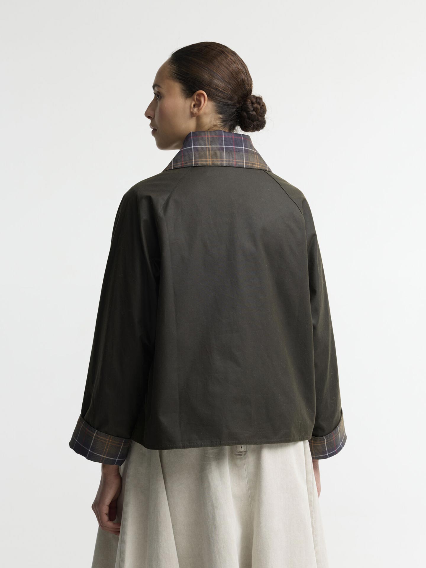 Casaco Encerado Spey com Gola Tartan