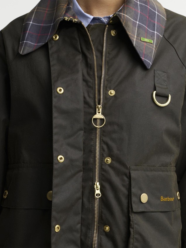 Casaco Encerado Spey com Gola Tartan