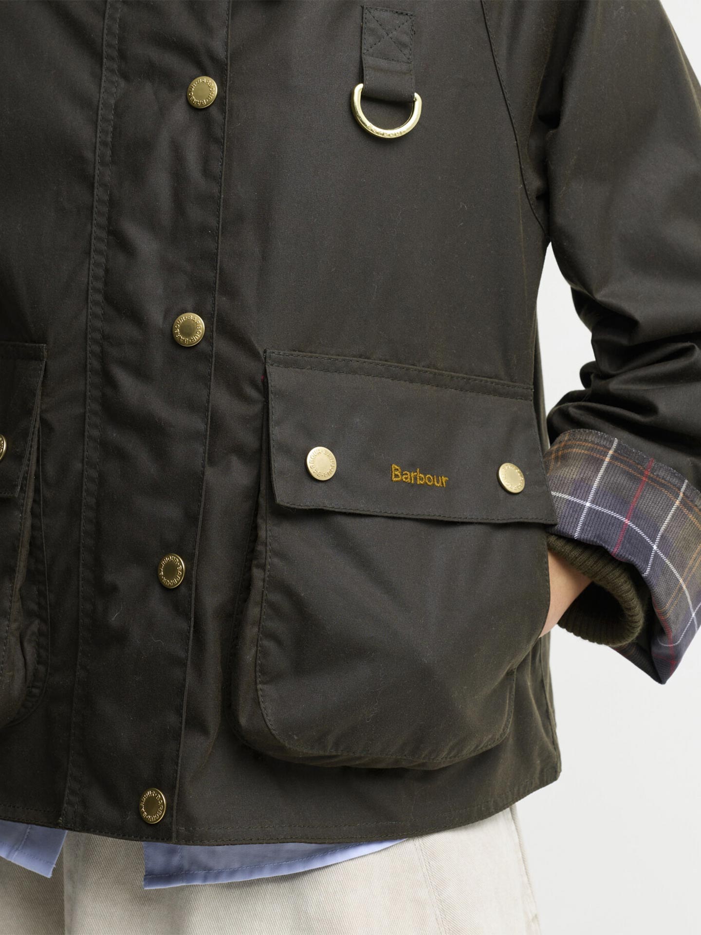 Casaco Encerado Spey com Gola Tartan