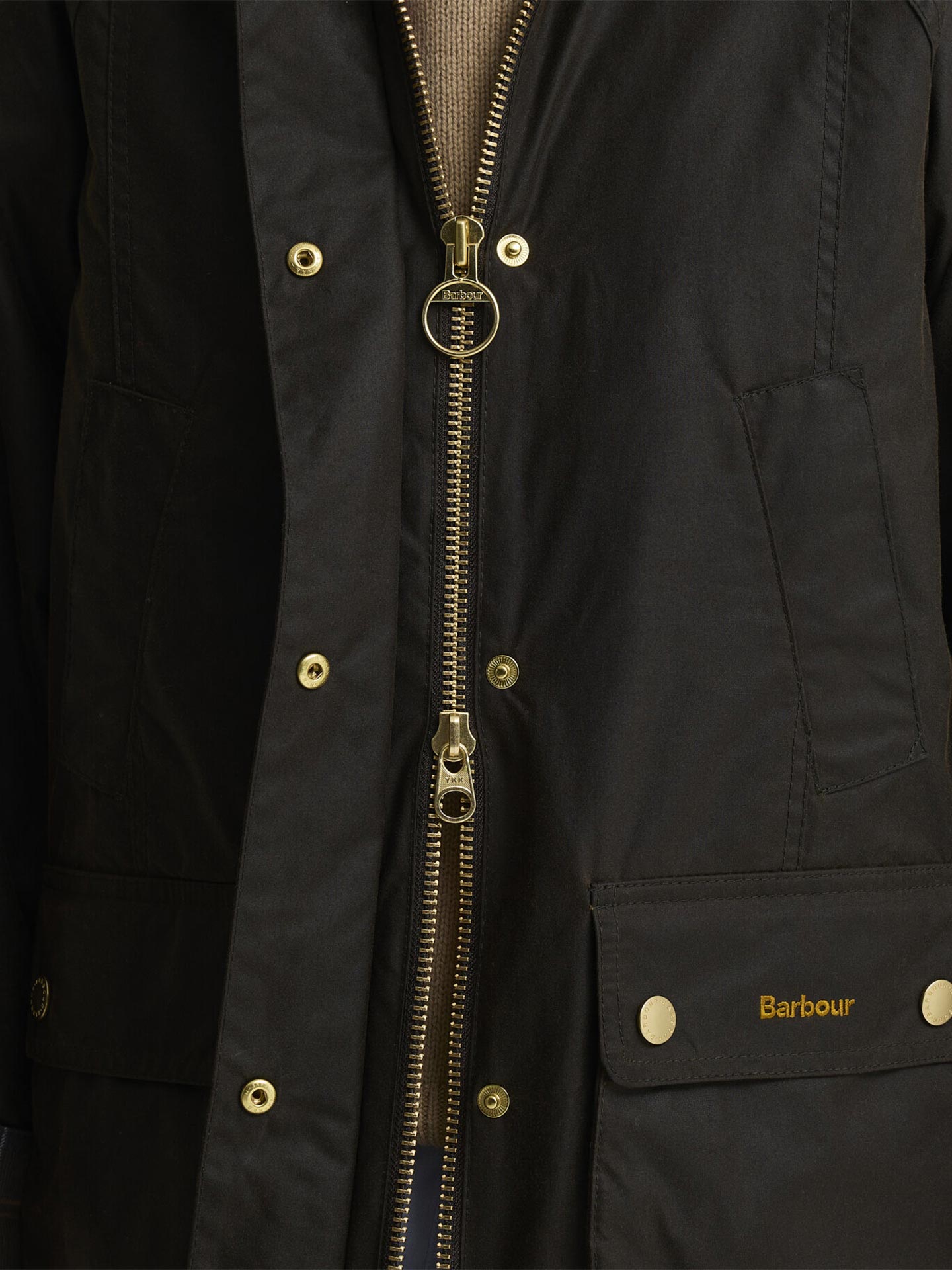 Casaco Encerado Modern Beadnell com Gola Tartan