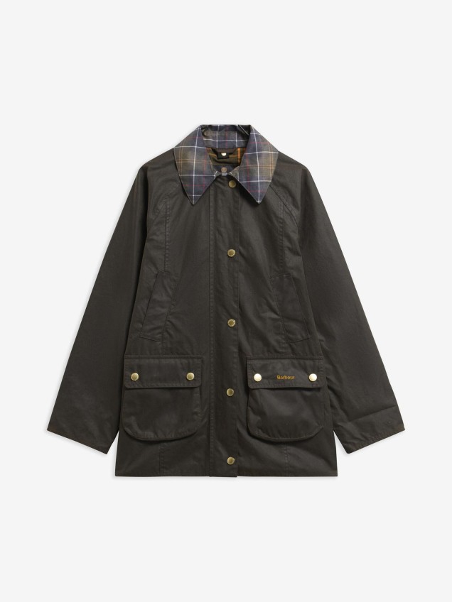 Casaco Encerado Modern Beadnell com Gola Tartan