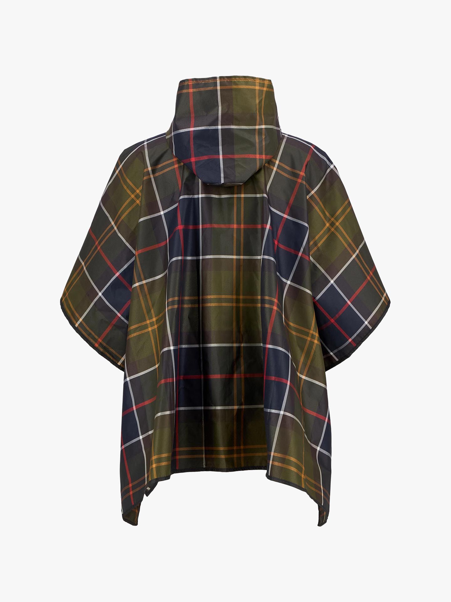 Poncho Impermeável com Capuz e Padrão Tartan