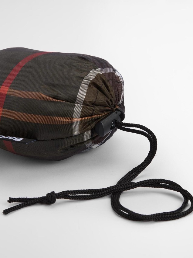 Poncho Impermeável com Capuz e Padrão Tartan