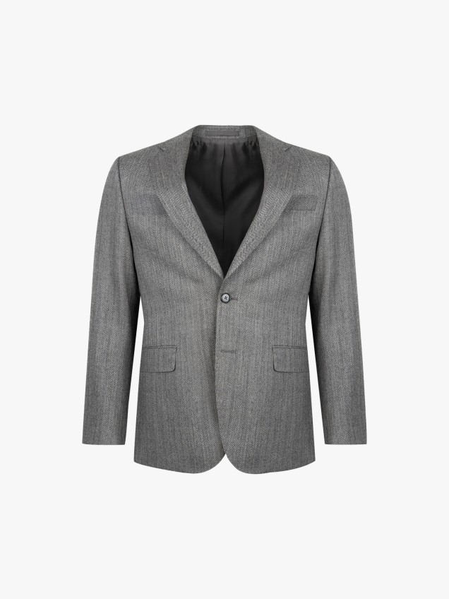 Blazer com Padrão Espinha de Peixe