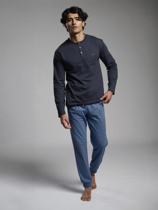 Pijama Comprido com Gola Henley