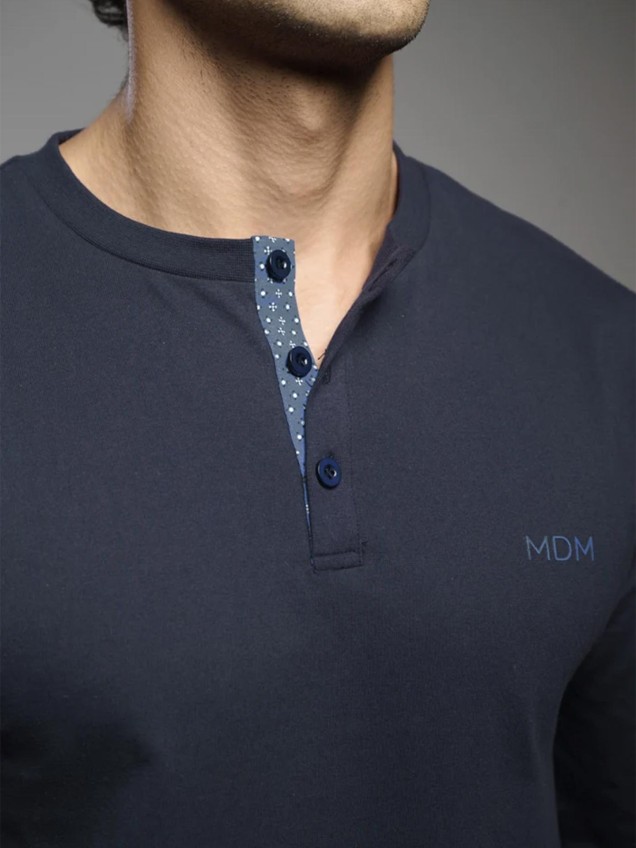 Pijama Comprido com Gola Henley
