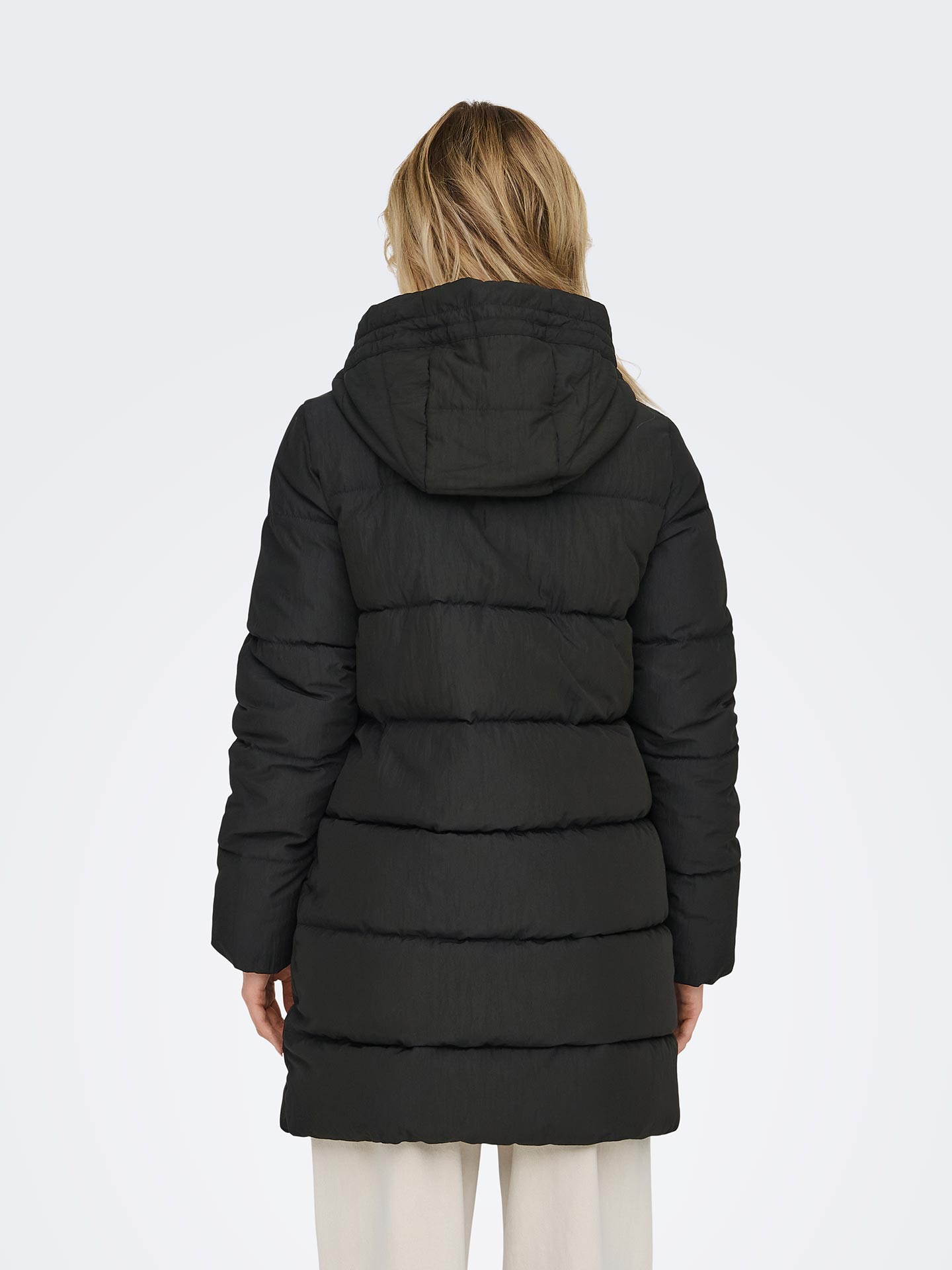 Parka Acolchoada Comprida com Capuz