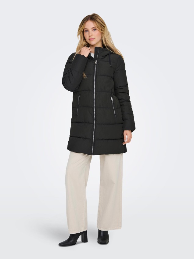 Parka Acolchoada Comprida com Capuz