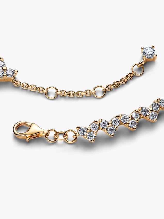 Pulseira Coração com Pedras Triplas