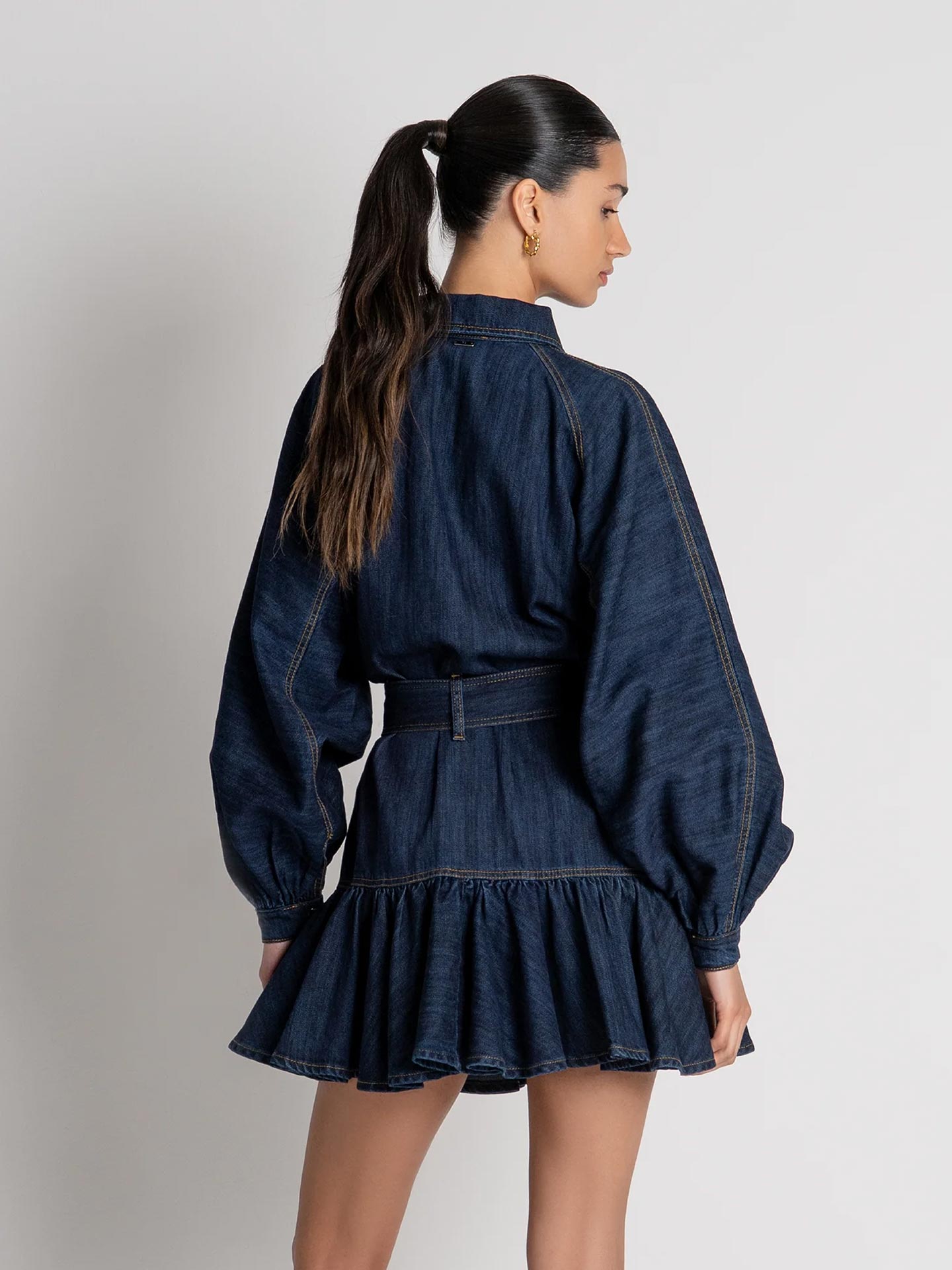 Vestido Curto Regular Fit em Ganga