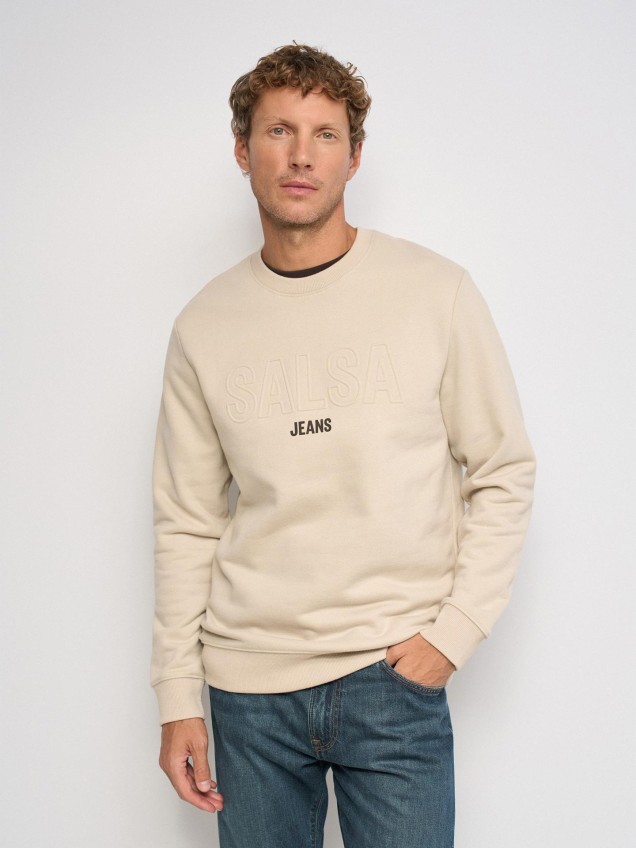 Sweatshirt com Decote Redondo e Branding